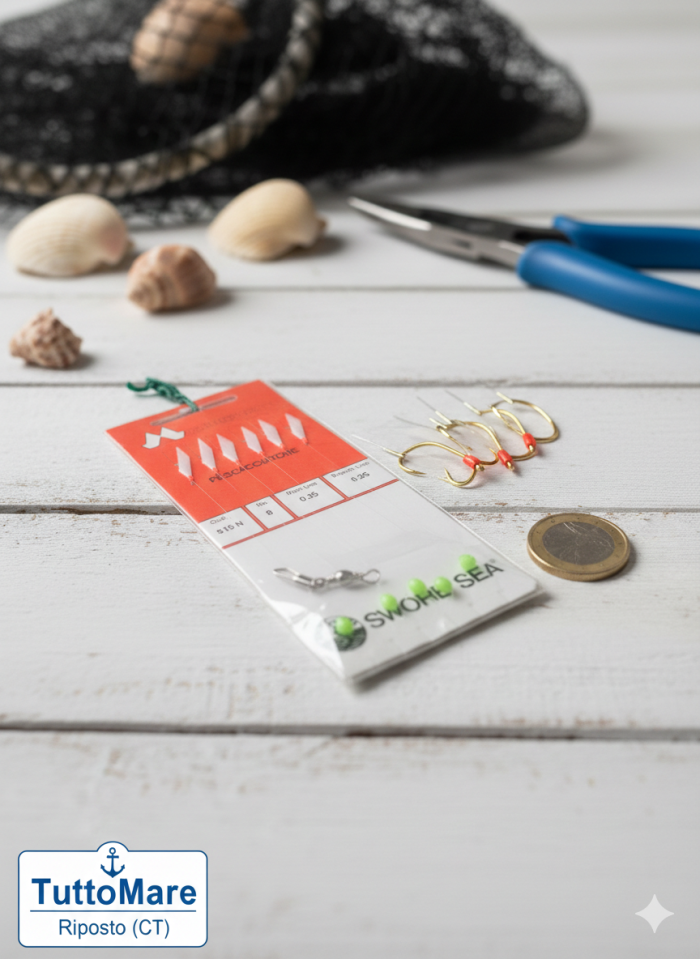 Sabiki Mustad 515N – Terminale a 6 Ami (Misura n.8)